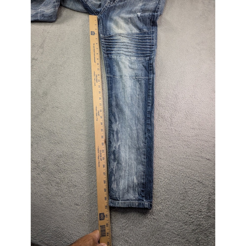 Southpole Mens Skinny Moto Jeans Distressed Blue Denim 34x32 - Picture 6 of 13